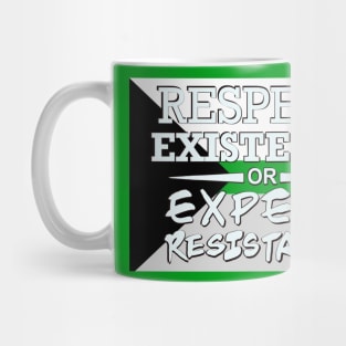 Respect Exsistence or Expect Resistance, Demiromantic Pride Flag Mug